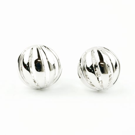 両耳用（2個セット）透かし ストライプ ボール フープピアス 18G シルバー ブラック シンプル 上品 リッチ レディース アクセサリー:HPB170502