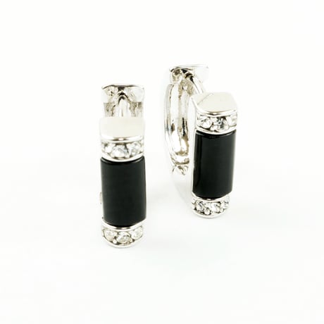 両耳用（2個セット） オニキス ライトストーン フープ ミニ プチ ピアス メンズ レディース ユニセックス アクセサリー：MPB161001