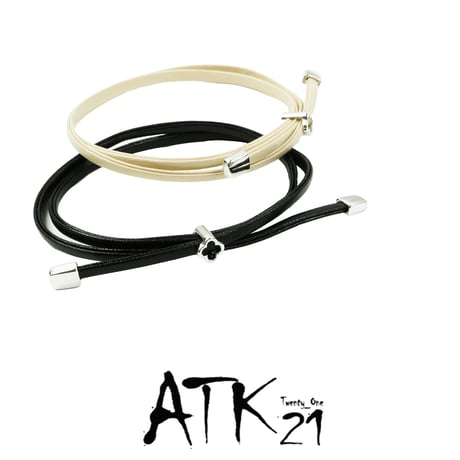 クローバー チャーム レザー ２連 タイト ブレスレット シンプル レディース アクセサリー：BL191201