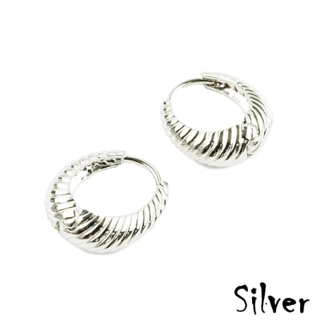 両耳用（S／2点セット）シンプル ツイスト フープピアス リングピアス ブラック シルバー ゴールド レディース アクセサリー：PHB180803S