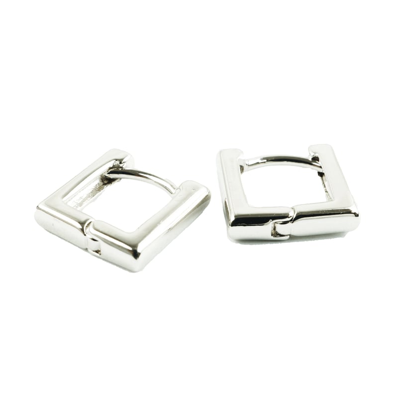 両耳用（2点セット）シンプル スクエア フープピアス リングピアス