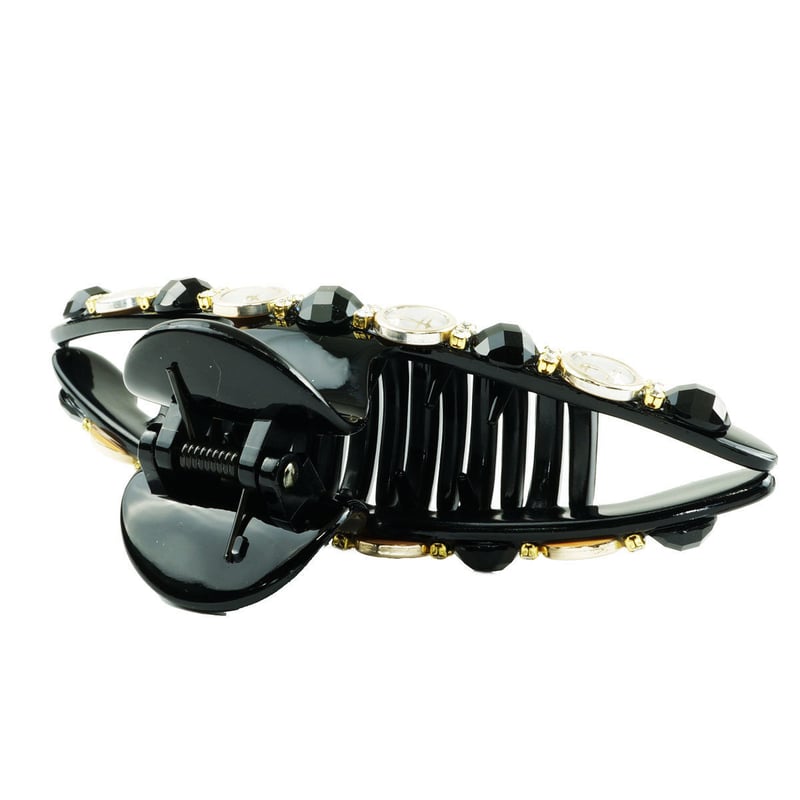 美品 Complex Biz ビジュー ラインストーン バンスクリップ 黒 Complex Biz（コンプレックスビズ） ラインドストーン バンスクリップ