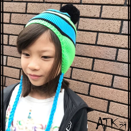パイロットキャップ フライトキャップ 帽子 ボーダー 幼稚園 保育園 小学生 子供帽子 KIDS ニット帽子 イヤーフラップ スキー スケート 韓国キッズファッション：KN190901