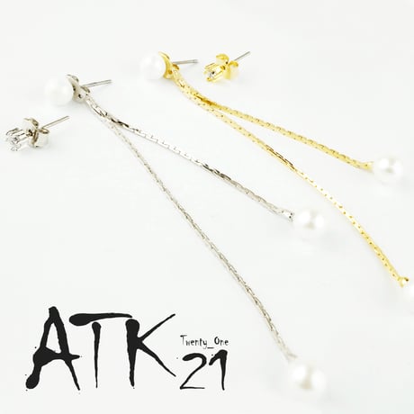 パール ビジュー チェーン アシンメトリーピアス バックキャッチピアス シルバー ゴールド アクセサリー レディース：PAS160301