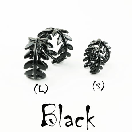 両耳用（2個セット／Lサイズ）リーフモチーフ フープピアス リングピアス 18G シルバー ブラック シンプル 上品  メンズ レディース ユニセックス アクセサリー：HPB170701(L)