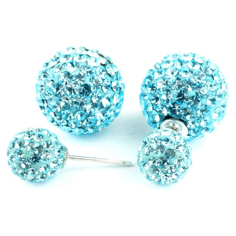 パヴェボールバックキャッチピアス/キラキラカラーボールピアス/スワロフスキーボールピアス