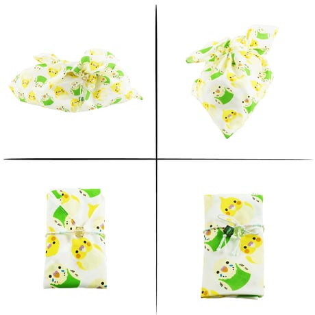 ひよこ 鳥モチーフ あずま袋 手ぬぐい 手作り ハンドメイド エコバック お弁当袋 ちょこっとお出かけ ご近所コーデ 浴衣 レディース おしゃれ 雑貨：AB200712