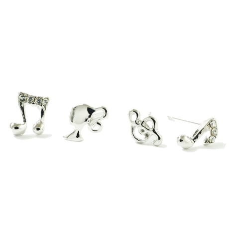 (4点セット）It's a Girl Barbie Music symbol バービー 人形 ドール 音楽 音符 トーン記号 ピアス スタッドピアス レディース アクセサリー：PSS180901