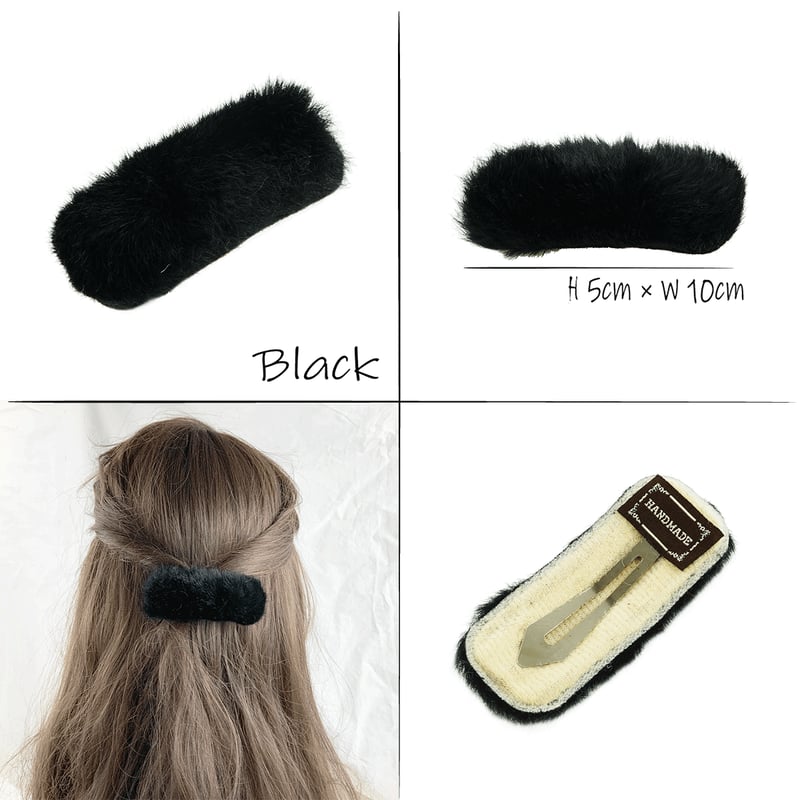 ファー スクエア パッチンピン パッチン留め 人気 可愛い 髪留め へア