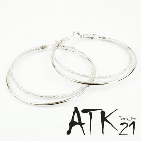 2連 2ライン シンプル フープ リング サークル ピアス シルバー レディース アクセサリー：PL160605