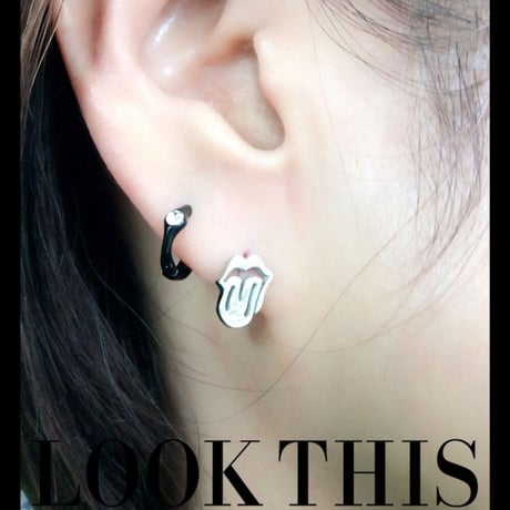 両耳用（2個セット） ローリングストーンズ  ベロ出しリップ  バーベルピアス メンズ レディース ステンレス Surgical Steel316L ブラック ホワイト アクセサリー：MP160208