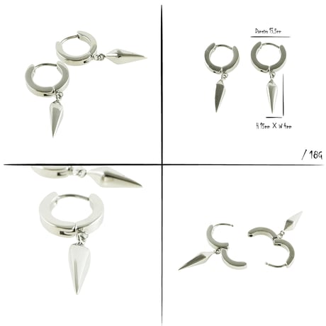 両耳用（2点セット）スパイク コーン 揺れる フープピアス 18G ステンレスピアス Surgical Steel 316L メンズ レディース ユニセックス アクセサリー：HPS190103