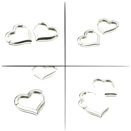 両耳用（2点セット）ハート Heart モチーフピアス フープピアス 可愛い 人気 おしゃれ 大人アクセ メンズ レディース ユニセックス アクセサリー：HPB190701