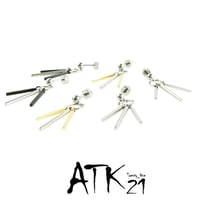 両耳用（2点セット）スティック シャープ バイカラー バー ３連 ステンレス ピアス  バーベルピアス ぶら下がり メンズ レディース ユニセックス アクセサリー：MPS190106