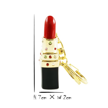 ルージュモチーフ キーリング リップ 口紅 チャーム ラインストーン 口紅 キーホルダー アクセサリー レディース 小物：KR190101