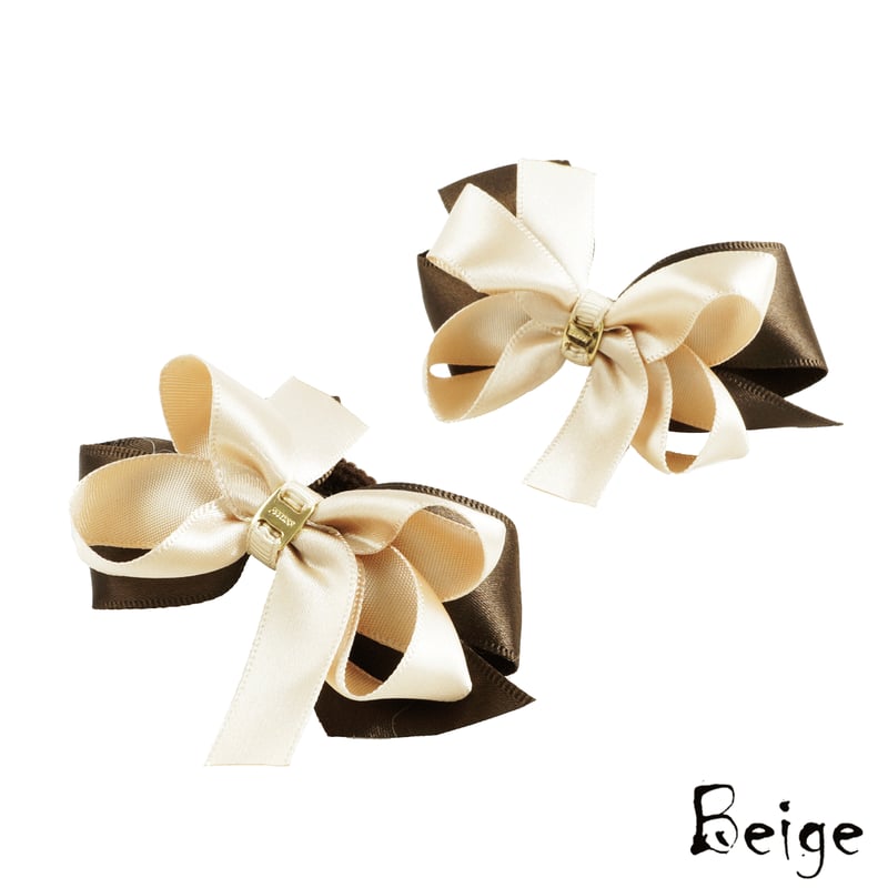 2点セット） バイカラー ダブルリボン ヘアゴム ツインテール