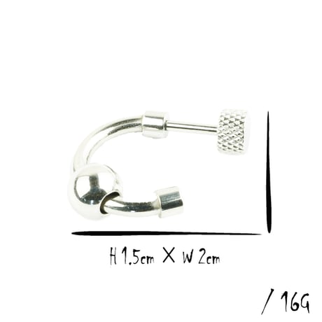 片耳用（1個売り）フープ  シルバーボール 16G ステンレスピアス Surgical Steel 316L 軟骨 ボディ メンズ レディース ユニセックス アクセサリー：MPS171004
