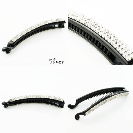 3連 ラインストーン バナナクリップ シンプル 上品 きれい目コーデ 簡単ヘアアレンジ レディース ヘアアクセサリー：BNN170301