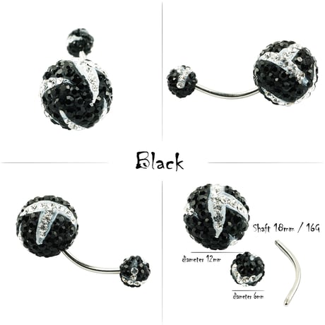（1個売り）へそピアス 16G パヴェ バナナバーベル ヒョウ柄 ボディピアス スワロフスキー サージカルステンレス316L アクセサリー