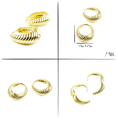 両耳用（L／2点セット）シンプル ツイスト フープピアス リングピアス ブラック シルバー ゴールド レディース アクセサリー：PHB180802L