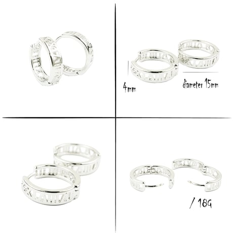 両耳用（2個セット）透かし ローマ数字 ブラック フープ リング ピアス シンプル メンズ レディース アクセサリー：MPB160505