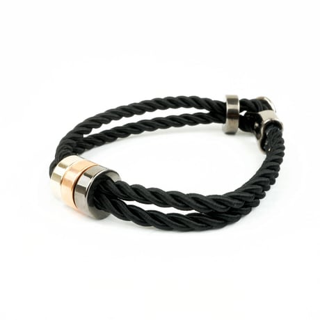 ２連 ２ライン ３リング コードブレスレット メンズブレスレット メンズアクセサリー ユニセックス アクセサリー：MB140204
