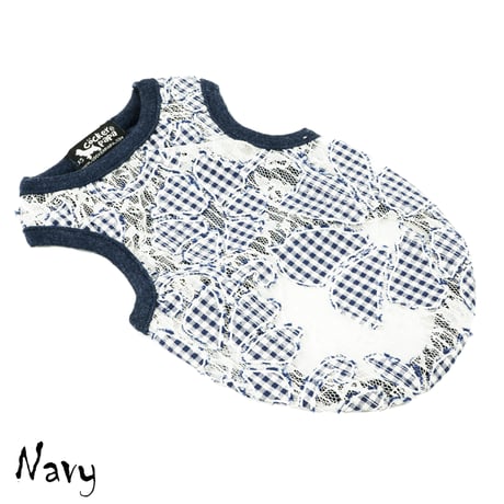 ギンガムチェック 透かしフラワー レース ペットドックウェア 愛犬 犬用服 犬用ウェア 涼しい 夏ウェアDog Ware お散歩グッズ：DW190501