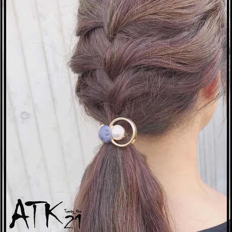ゴールドサークル パール アンティーク トライアングル マーブル模様 大人レディ ヘアフック ヘアカフス ポニーフック ヘアクリップ レディース ヘアアクセサリー：HF190801