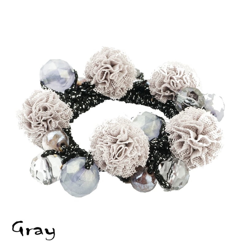 レースボール ヘアゴム シュシュ じゃらじゃらゴム じゃらごむ ローズ