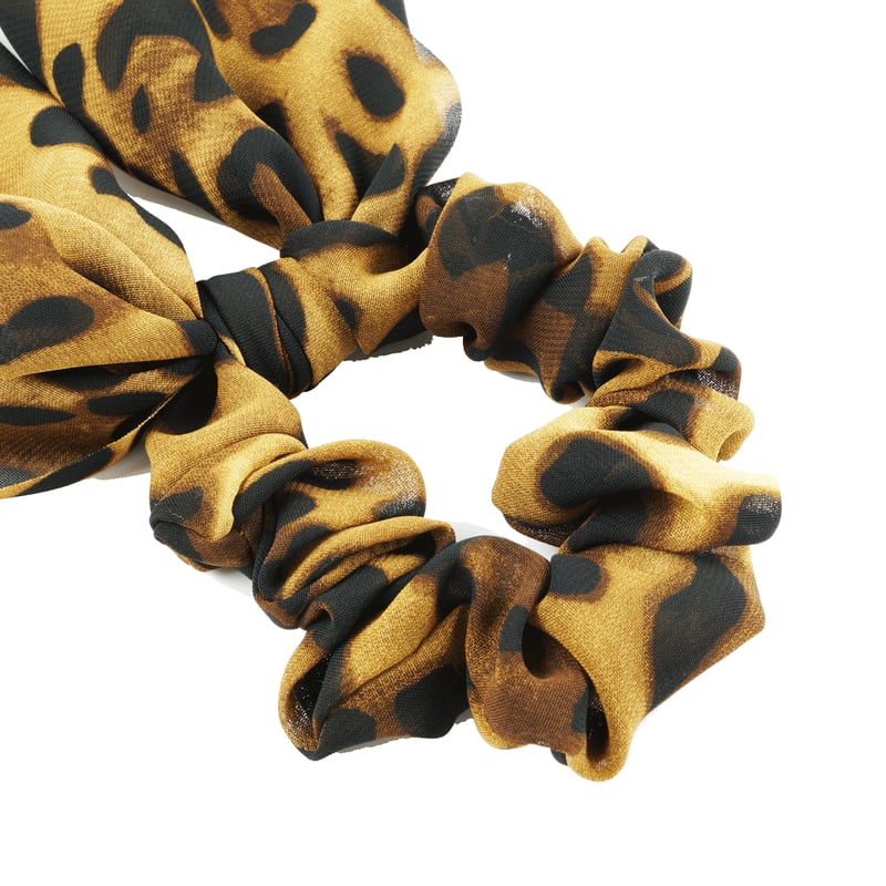 レオパード ヒョウ柄 リボン シュシュ ヘアゴム 簡単ヘアアレンジ