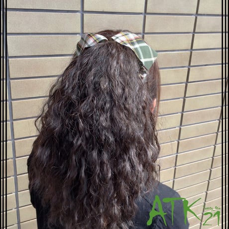 チェック柄 リボンシュシュ  簡単ヘアアレンジ ヘアポニー ハーフアップ まとめ髪 レディース ヘアアクセサリー：HS181002