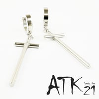 両耳用（2個セット）クロス 十字架 ぶら下がり フープ ピアス ステンレス サージカルステンレス316L メンズ レディース ユニセックス アクセサリー ：MPS161003
