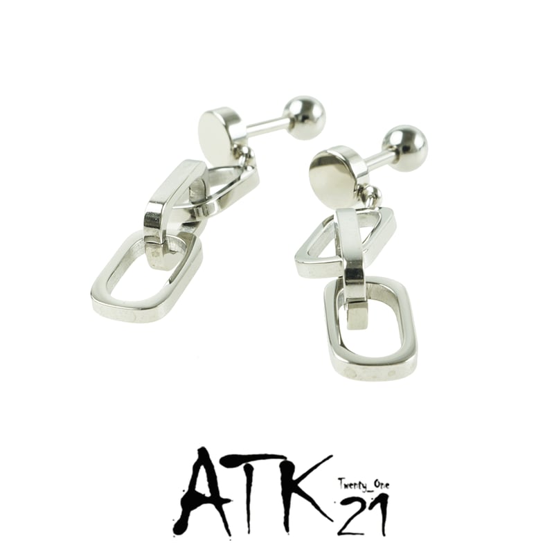 両耳用（2点セット）オープンスクエア 3連 チェーンモチーフ ボディ