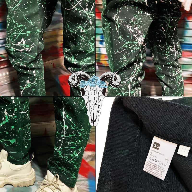 リメイクペイントデニムパンツ デニムパンツ GU ストレッチ