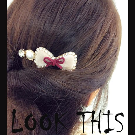 ベロア リボン パール ビジュー ヘア コーム レディース ヘアアクセサリー ヘアアレンジ：HKM160801