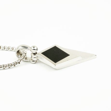 ひし形 ２シート ブラックコーティング プレートネックレス タングステン メンズ レディース ユニセックス シンプル クール ステンレス アクセサリー：MN130302