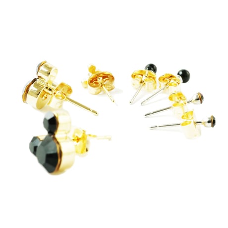 (7点セット）ミッキー モチーフ Black ゴールド セットピアス  スタッドピアス メンズ レディース  ユニセックス アクセサリー：PSS181003