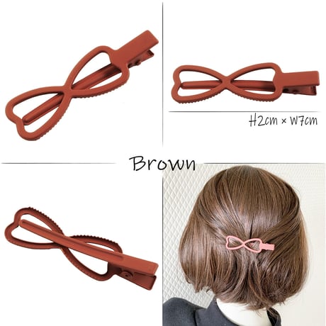 マットカラー リボンモチーフ りぼん Ribbon ヘアクリップ 髪留め 前髪 サイド留め 簡単ヘアアレンジ キッズ 子供 大人可愛い レディース ヘアアクセサリー
