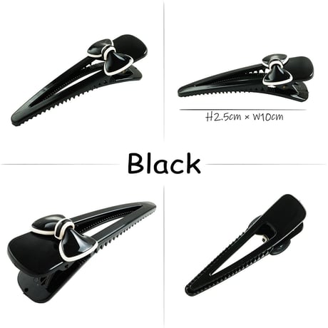 リボン Ribbon オープントライアングル ブラック ヘアクリップ ダッカールクリップ 髪留め レディース きれい目 ヘアアクセサリー
