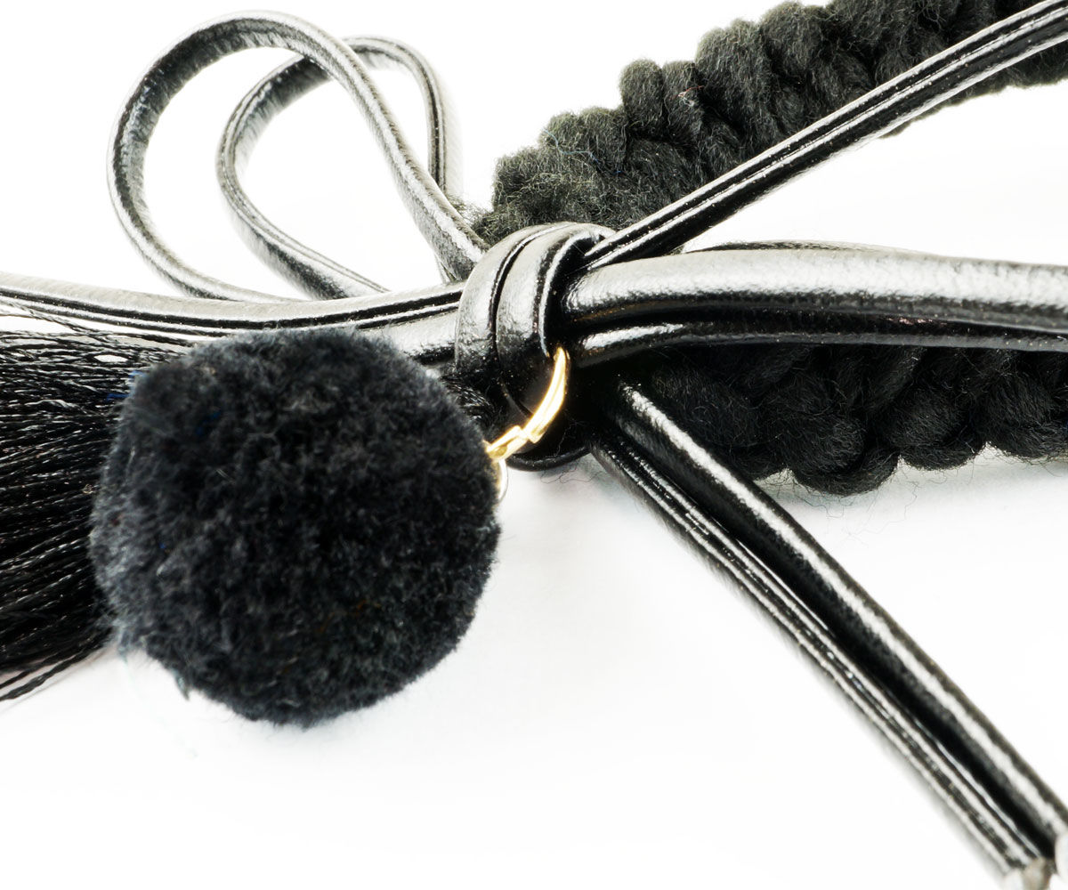 mamirin 様12/10⭕️ Leather+Denim ファーヘアゴム 毛糸 ヘアゴム シュシュ レザーリボン フリンジ 毛糸ボンボン