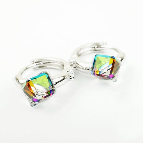 両耳用（2個セット） オーロラ スワロフスキー SWAROVSKI フープ リング ピアス ラウンドリングピアス大人コーデ レディース アクセサリー✧ラッピング無料BOX付✧：PSW150201