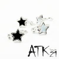 両耳用（2個セット） スター 星 ★ オニキス シェル フープ リング ミニ プチ ピアス 軟骨ピアス メンズ レディース ユニセックス アクセサリー：MPB160511