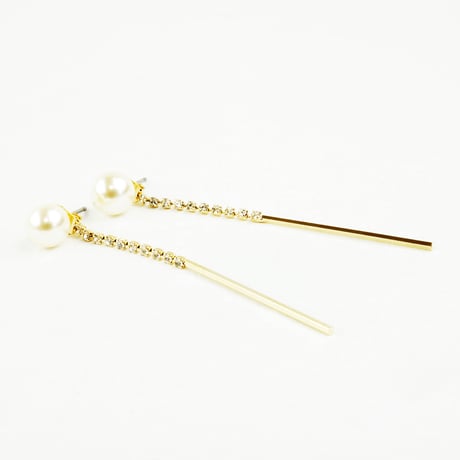 パール ライトストーン バー スタッドピアス バックキャッチピアス レディース アクセサリー：PPL160801