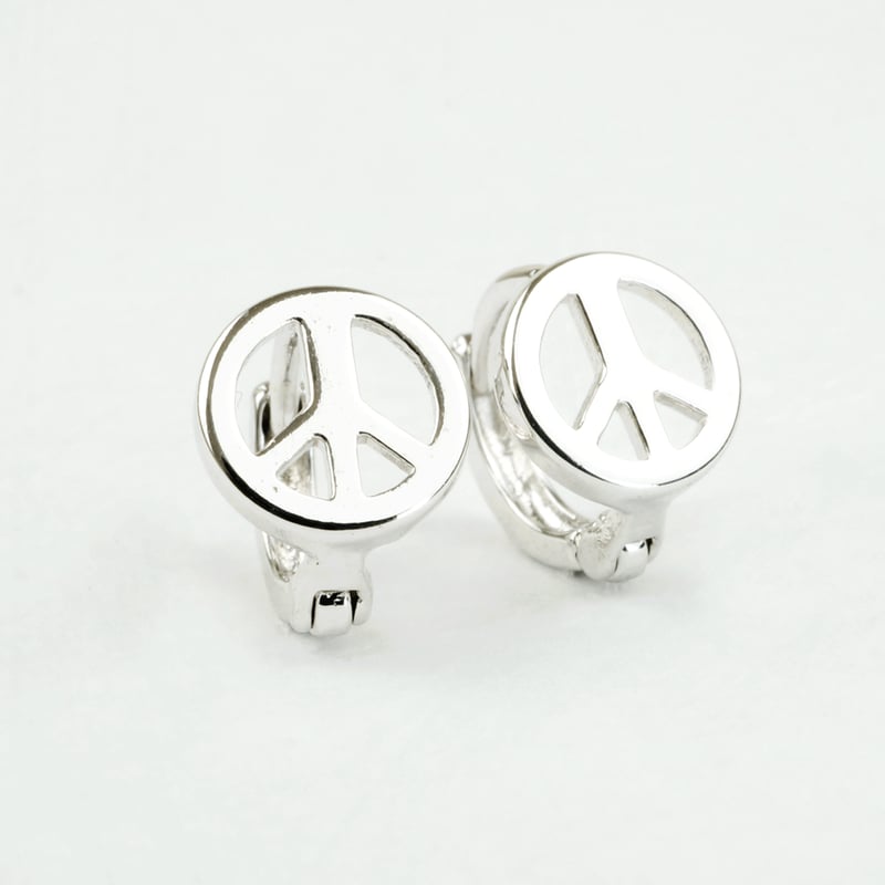 両耳用（2個セット） ピースマーク フープ リング ミニ プチ