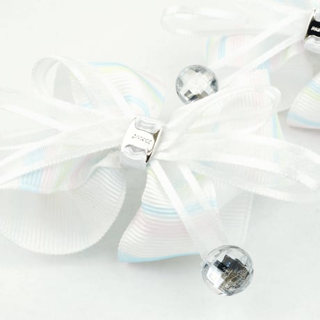 (2個セット） ストライプ リボン ストーン パール ヘアゴム ツインテール キッズ アクセサリー 卒業式 入学式 発表会 七五三 結婚式  パーティ  ヘアアクセサリー：HG160601S