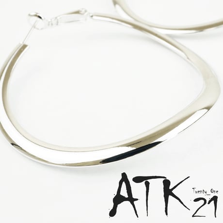 変形 サークル シンプル フープ リング ピアス シルバー レディース アクセサリー：PL160603