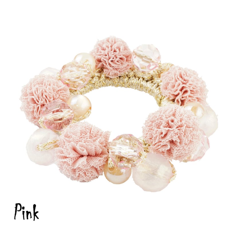 ジャラジャラヘアゴム ボリューム大人ピンク