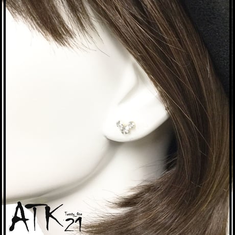 両耳用(2点セット）ミッキー モチーフ Black キラキラ クリア  スタッドピアス メンズ レディース  ユニセックス アクセサリー：PSS181004