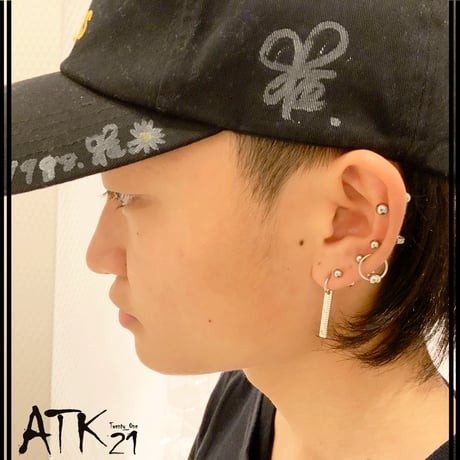 片耳用（1個売り）ものさしモチーフ 定規ピアス ボディピアス リングピアス ステンレス 16G サージカルステンレス316L メンズ レディース ユニセックス アクセサリー：MBS191208