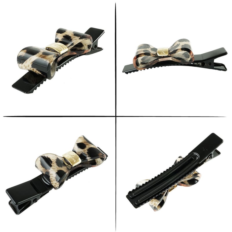 ꫛꫀꪝ【レオパード柄ファブリック】ベビーヘアクリップ キッズヘア